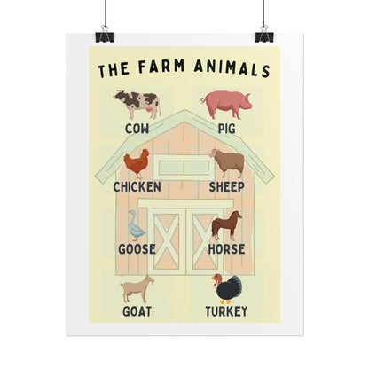 Farm Animals Educational Poster Rolled Posters | Educational Touch To A Childs Room Or Classroom With This Rolled Poster