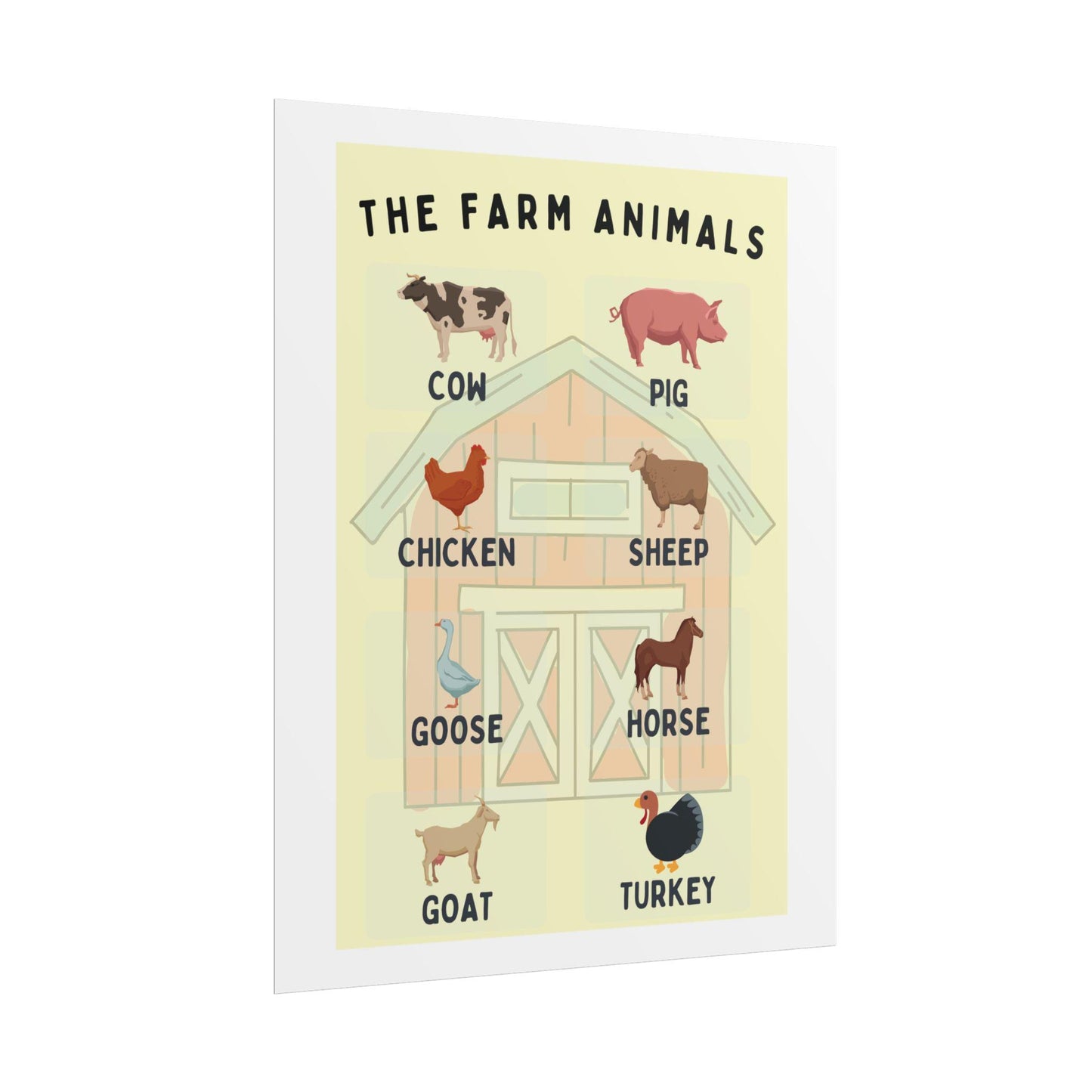 Farm Animals Educational Poster Rolled Posters | Educational Touch To A Childs Room Or Classroom With This Rolled Poster
