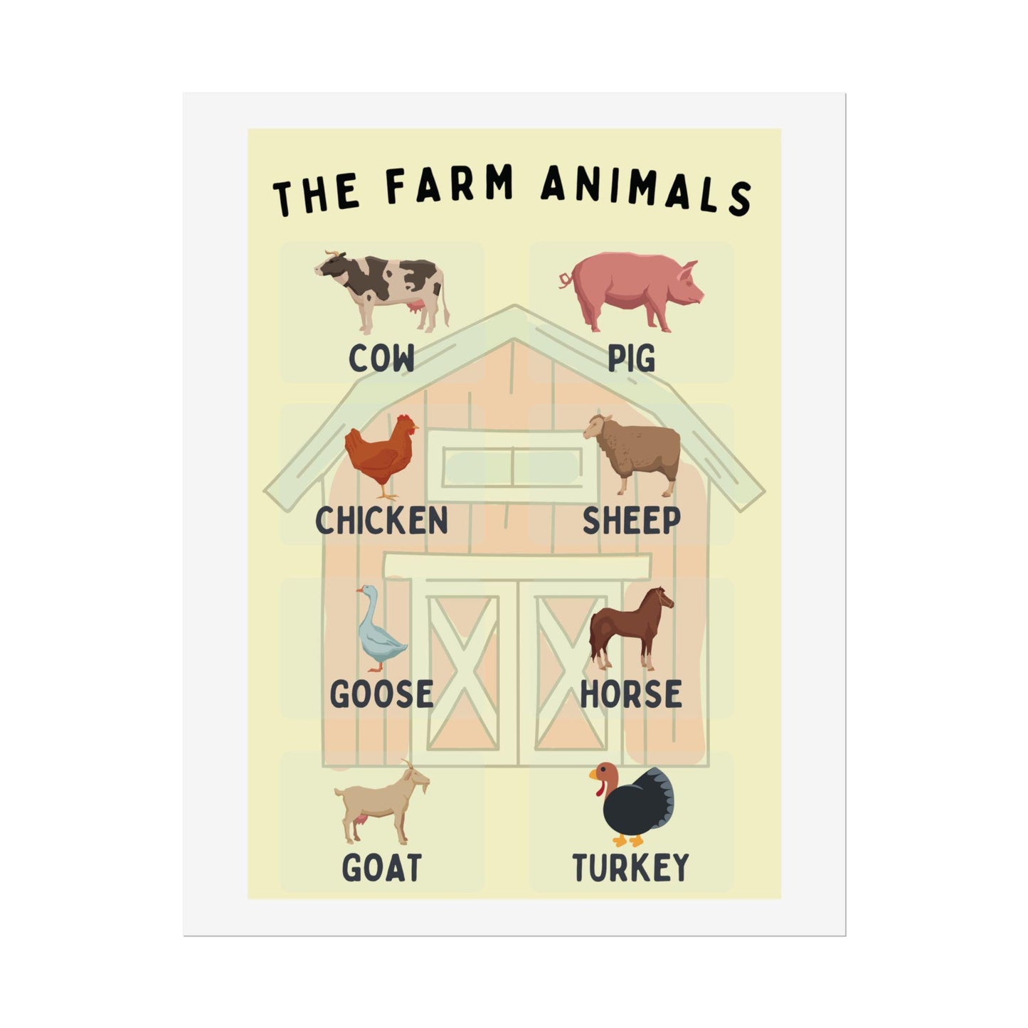 Farm Animals Educational Poster Rolled Posters | Educational Touch To A Childs Room Or Classroom With This Rolled Poster
