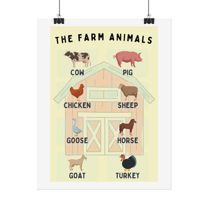 Farm Animals Educational Poster Rolled Posters | Educational Touch To A Childs Room Or Classroom With This Rolled Poster