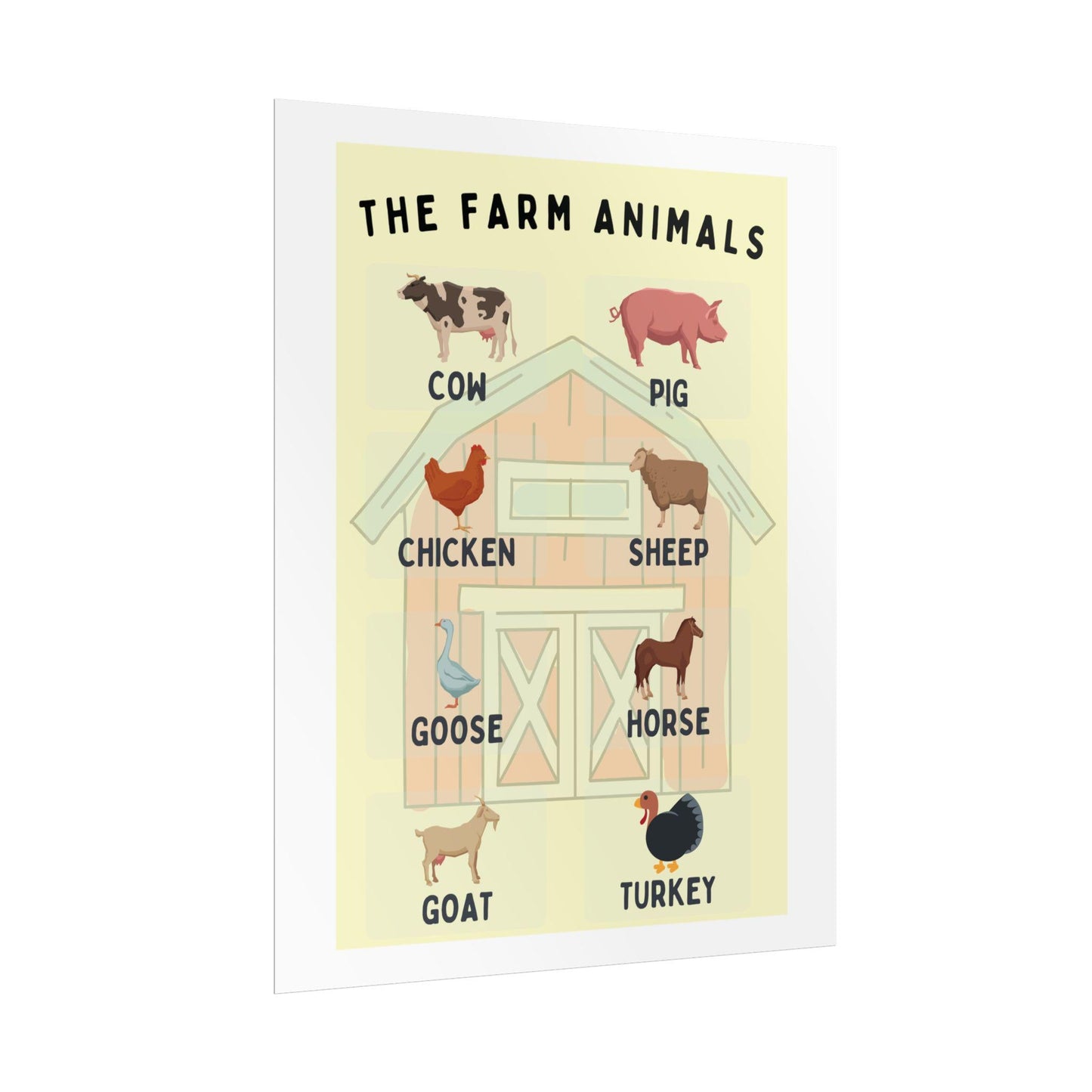Farm Animals Educational Poster Rolled Posters | Educational Touch To A Childs Room Or Classroom With This Rolled Poster