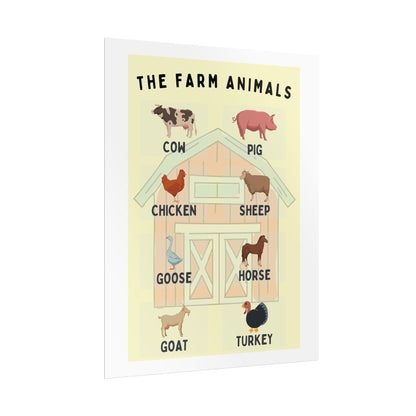 Farm Animals Educational Poster Rolled Posters | Educational Touch To A Childs Room Or Classroom With This Rolled Poster