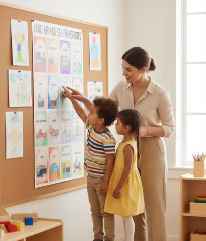 Land Air and Sea Transports Rolled Poster | Kids Transportation Wall,Nursery Art | Watercolor Illustrations of Land, Air, and Sea Transports