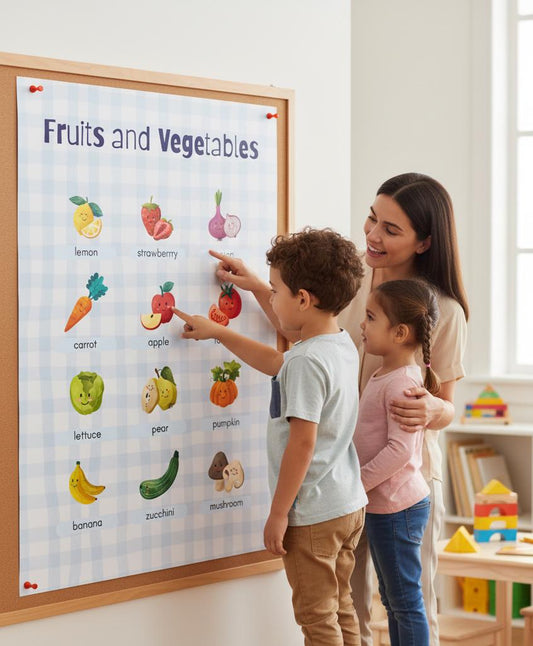 Fruits and Vegetables educational poster Rolled Posters | Kids kitchen wall art | Bright, Charming Rolled Posters