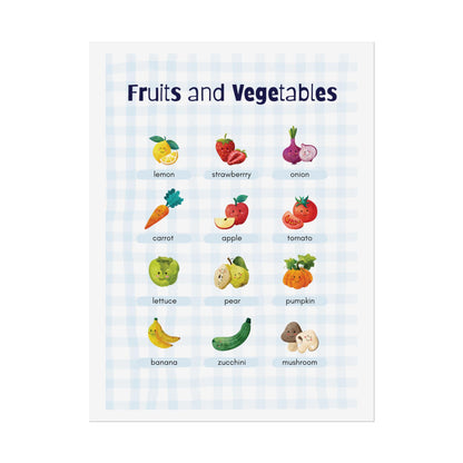 Fruits and Vegetables educational poster Rolled Posters | Kids kitchen wall art | Bright, Charming Rolled Posters
