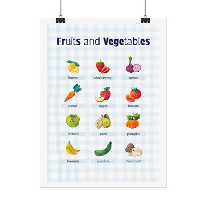 Fruits and Vegetables educational poster Rolled Posters | Kids kitchen wall art | Bright, Charming Rolled Posters