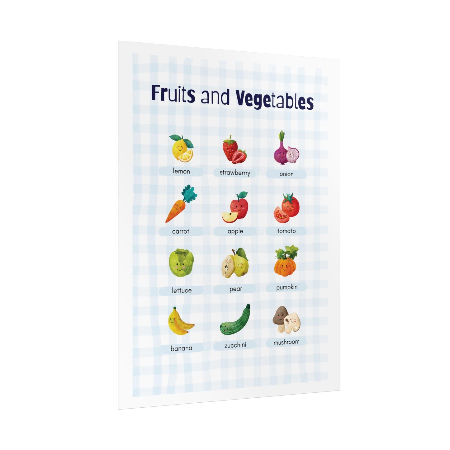 Fruits and Vegetables educational poster Rolled Posters | Kids kitchen wall art | Bright, Charming Rolled Posters