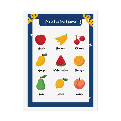 Fruit Name Chart Rolled Poster | Educational Fruit Poster | Educational Posters - To Help Young Learners Recognize Common Fruits By Name