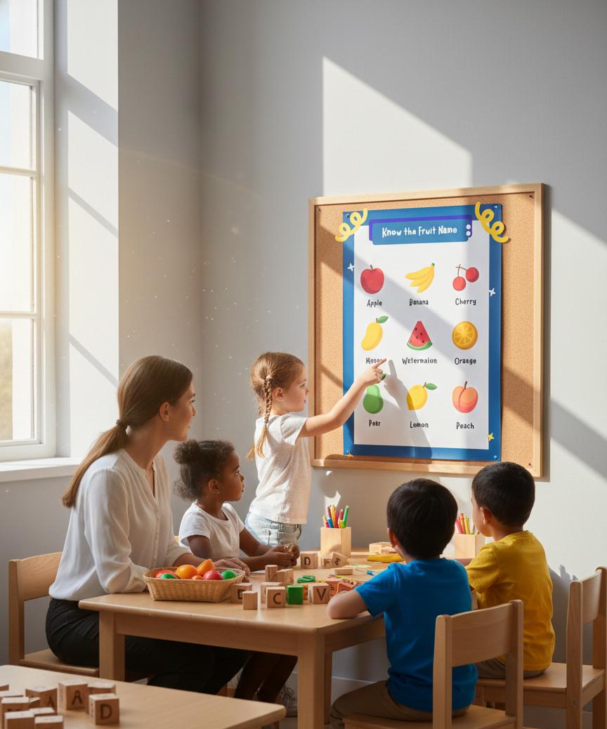 Fruit Name Chart Rolled Poster | Educational Fruit Poster | Educational Posters - To Help Young Learners Recognize Common Fruits By Name