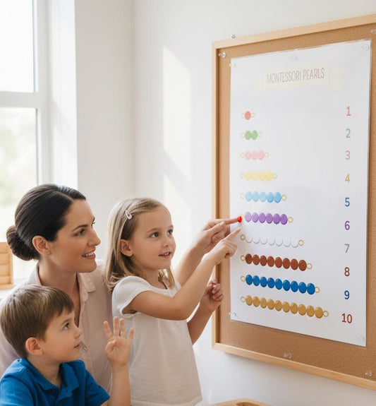 Montessori Counting Pearls Rolled Posters | Educational Number Chart 1-10 | Educational Poster That Brings The Montessori Pearl Bead Concept