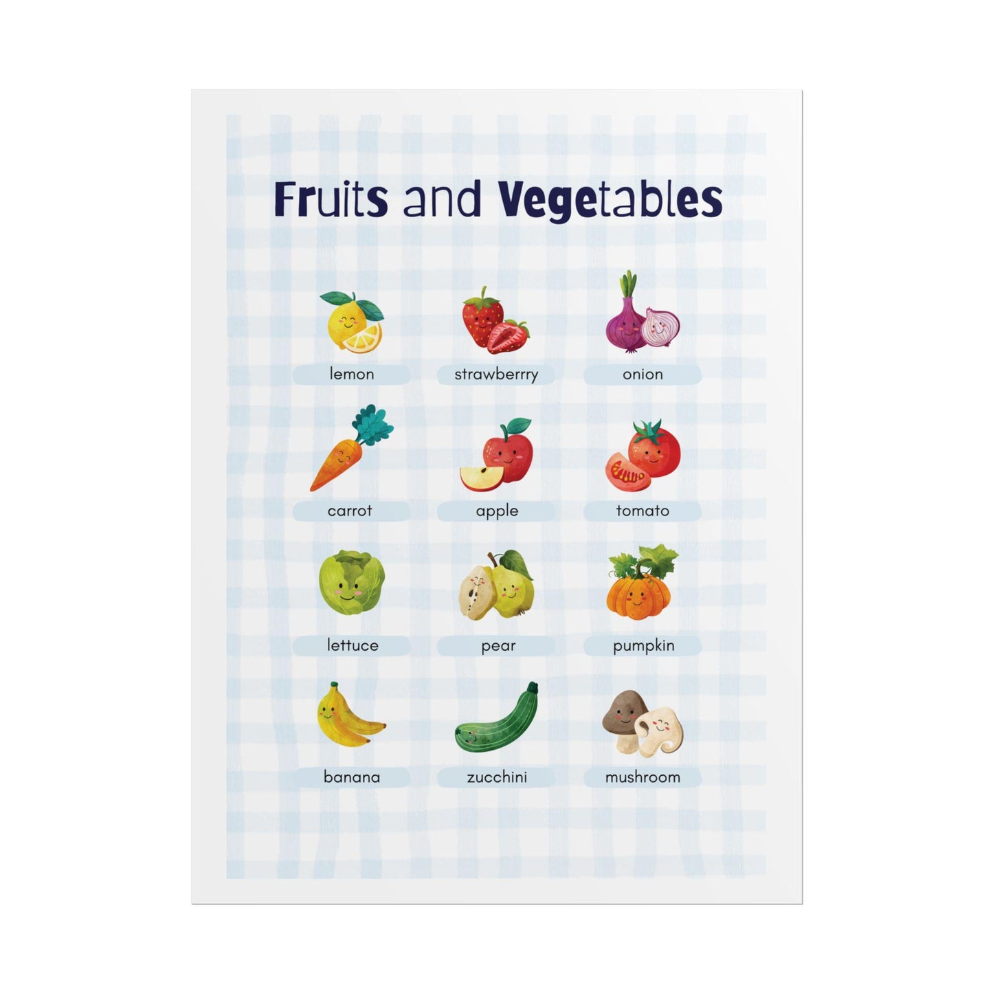Fruits and Vegetables educational poster Rolled Posters | Kids kitchen wall art | Bright, Charming Rolled Posters