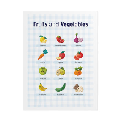 Fruits and Vegetables educational poster Rolled Posters | Kids kitchen wall art | Bright, Charming Rolled Posters