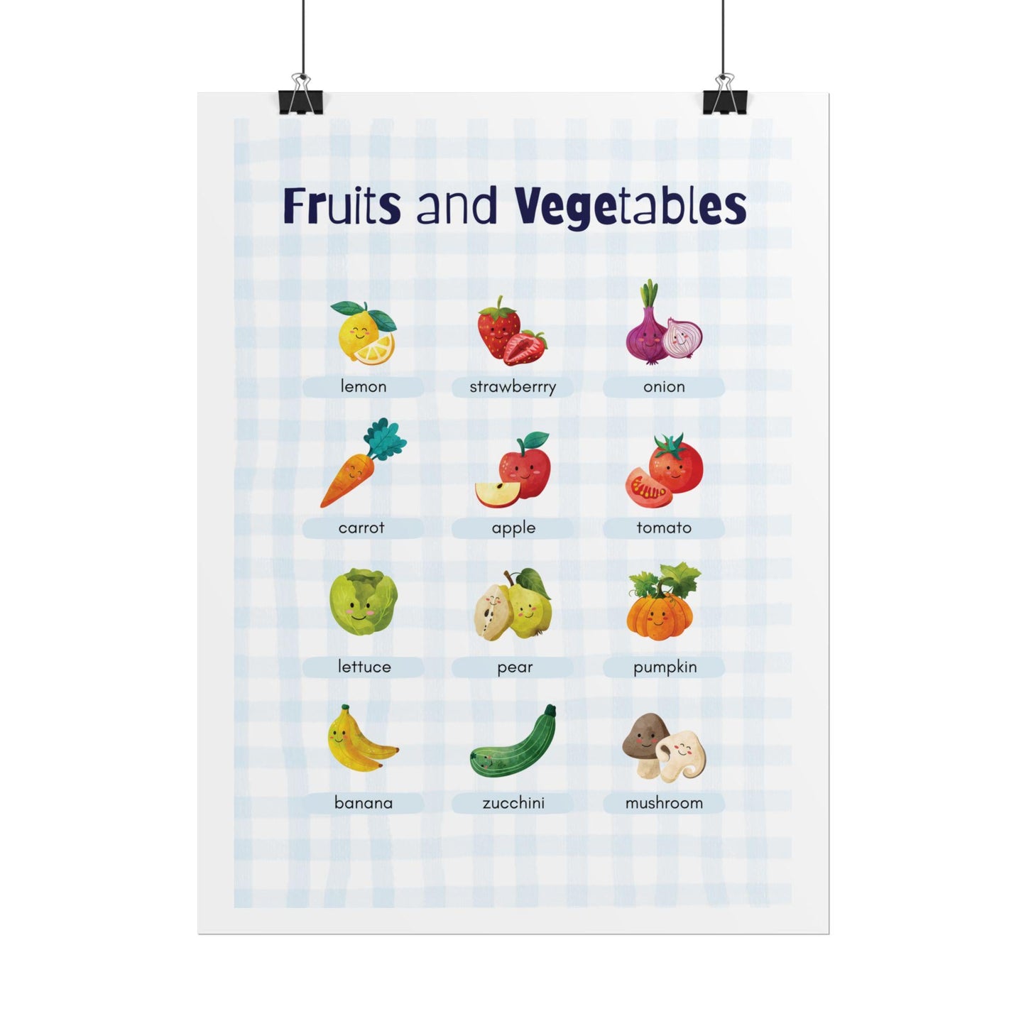 Fruits and Vegetables educational poster Rolled Posters | Kids kitchen wall art | Bright, Charming Rolled Posters