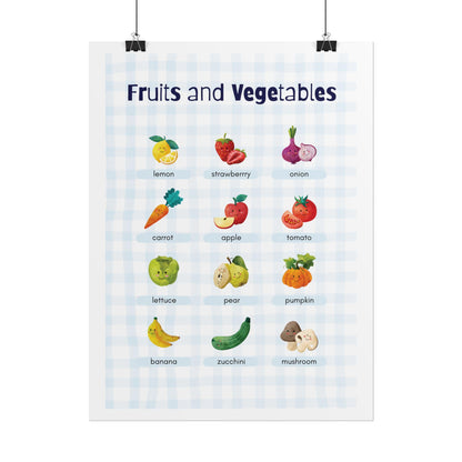Fruits and Vegetables educational poster Rolled Posters | Kids kitchen wall art | Bright, Charming Rolled Posters