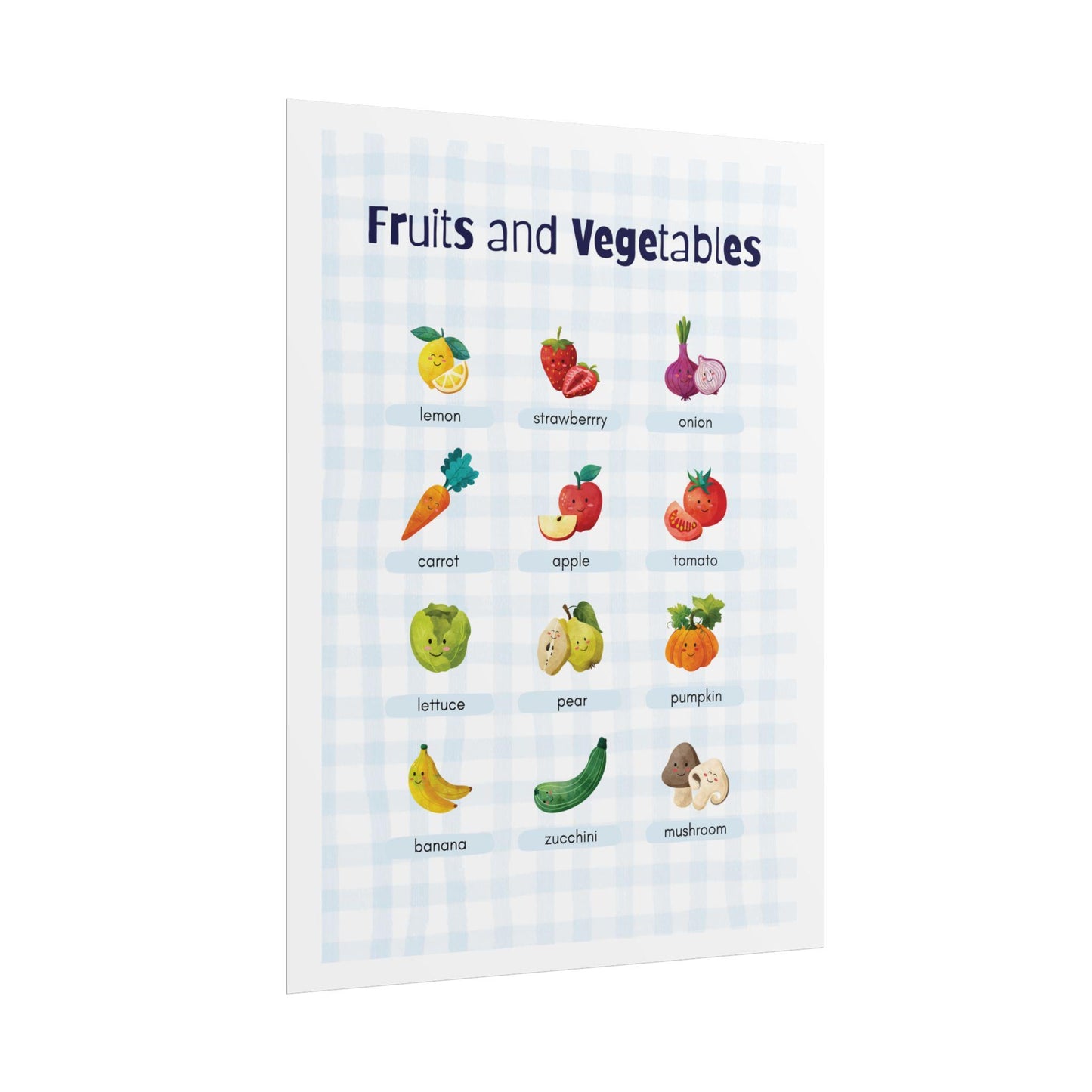 Fruits and Vegetables educational poster Rolled Posters | Kids kitchen wall art | Bright, Charming Rolled Posters