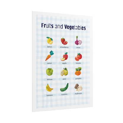 Fruits and Vegetables educational poster Rolled Posters | Kids kitchen wall art | Bright, Charming Rolled Posters