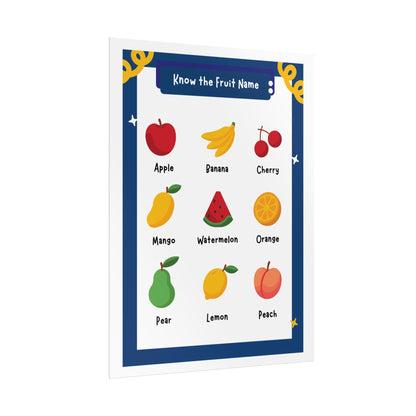 Fruit Name Chart Rolled Poster | Educational Fruit Poster | Educational Posters - To Help Young Learners Recognize Common Fruits By Name