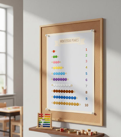 Montessori Counting Pearls Rolled Posters | Educational Number Chart 1-10 | Educational Poster That Brings The Montessori Pearl Bead Concept