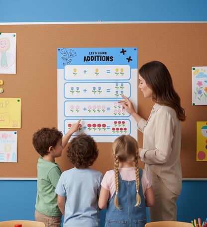 Flower Addition Chart Poster | Rolled Poster, Educational Classroom Math Decor | Poster That Turns Early Math Into A Playful Moment