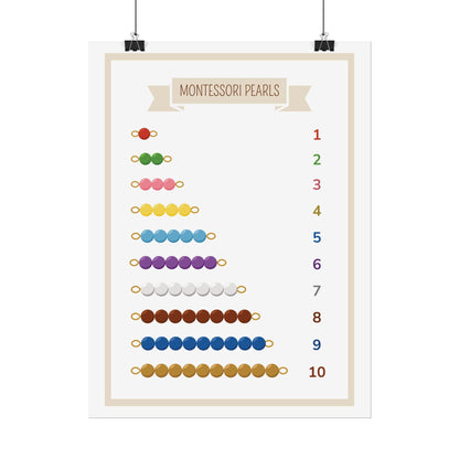 Montessori Counting Pearls Rolled Posters | Educational Number Chart 1-10 | Educational Poster That Brings The Montessori Pearl Bead Concept
