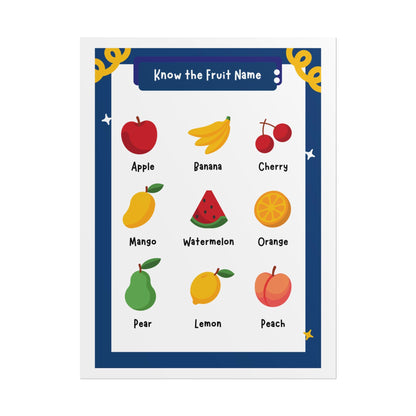 Fruit Name Chart Rolled Poster | Educational Fruit Poster | Educational Posters - To Help Young Learners Recognize Common Fruits By Name