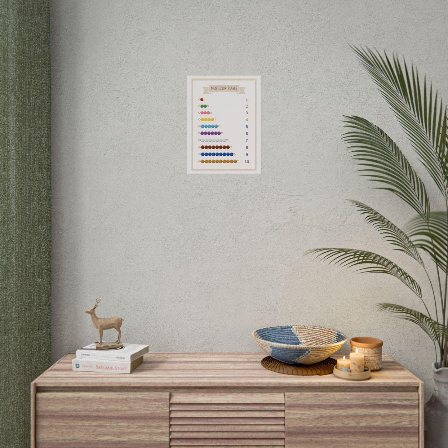 Montessori Counting Pearls Rolled Posters | Educational Number Chart 1-10 | Educational Poster That Brings The Montessori Pearl Bead Concept