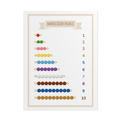 Montessori Counting Pearls Rolled Posters | Educational Number Chart 1-10 | Educational Poster That Brings The Montessori Pearl Bead Concept