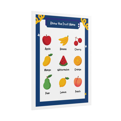 Fruit Name Chart Rolled Poster | Educational Fruit Poster | Educational Posters - To Help Young Learners Recognize Common Fruits By Name