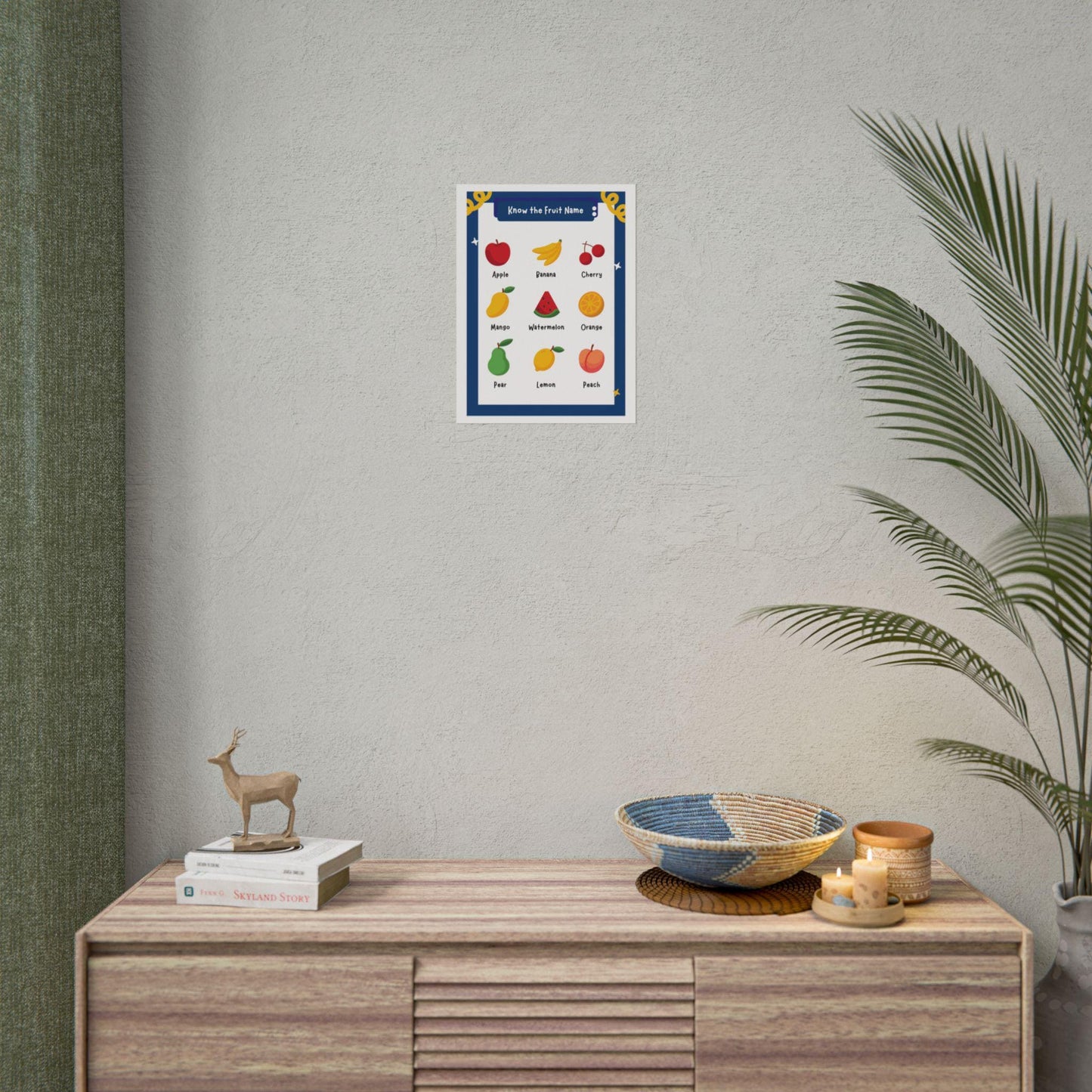 Fruit Name Chart Rolled Poster | Educational Fruit Poster | Educational Posters - To Help Young Learners Recognize Common Fruits By Name