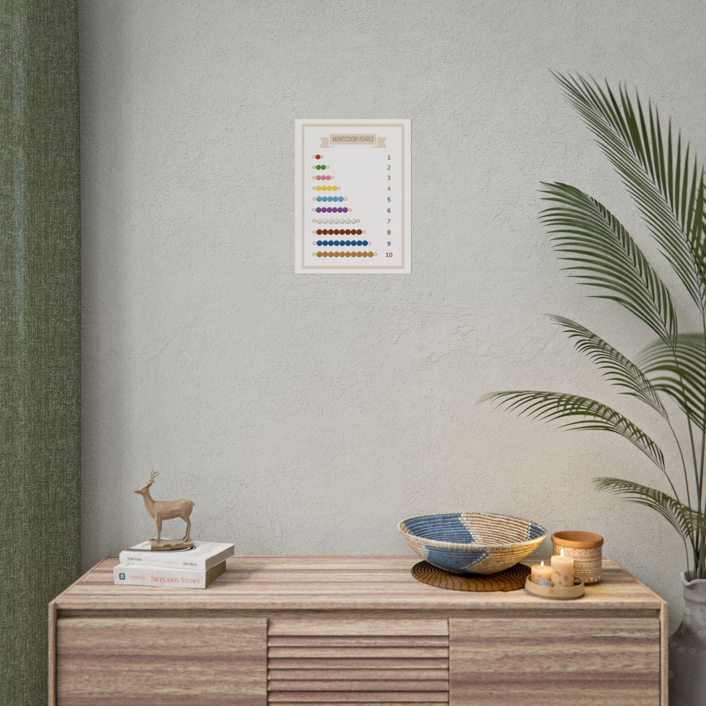 Montessori Counting Pearls Rolled Posters | Educational Number Chart 1-10 | Educational Poster That Brings The Montessori Pearl Bead Concept
