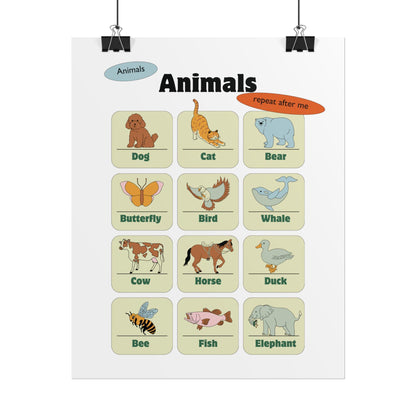 Animals Chart Rolled Posters | Educational Nursery Wall Art | A Rolled Poster That Brings A Educational Touch To A Child Room , Homeschool