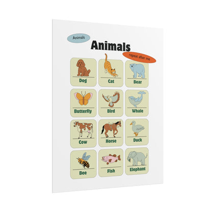 Animals Chart Rolled Posters | Educational Nursery Wall Art | A Rolled Poster That Brings A Educational Touch To A Child Room , Homeschool
