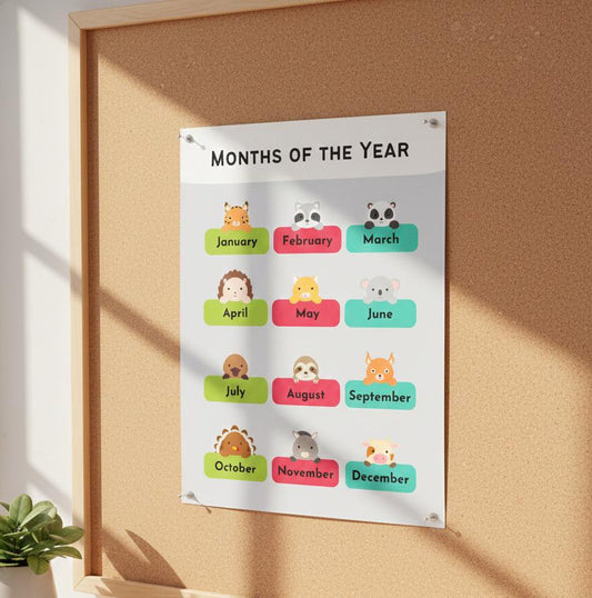 Months of the Year Animal Chart poster | Rolled Posters | Rolled Poster That Charts The Months of The Year
