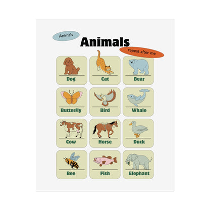 Animals Chart Rolled Posters | Educational Nursery Wall Art | A Rolled Poster That Brings A Educational Touch To A Child Room , Homeschool