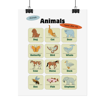 Animals Chart Rolled Posters | Educational Nursery Wall Art | A Rolled Poster That Brings A Educational Touch To A Child Room , Homeschool