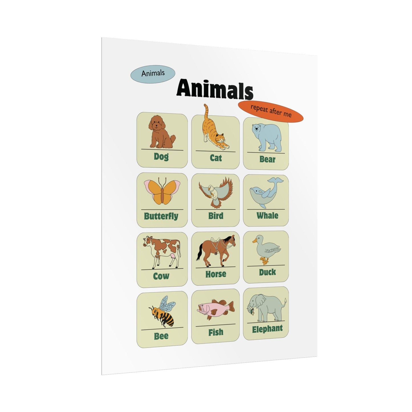 Animals Chart Rolled Posters | Educational Nursery Wall Art | A Rolled Poster That Brings A Educational Touch To A Child Room , Homeschool