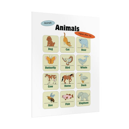 Animals Chart Rolled Posters | Educational Nursery Wall Art | A Rolled Poster That Brings A Educational Touch To A Child Room , Homeschool