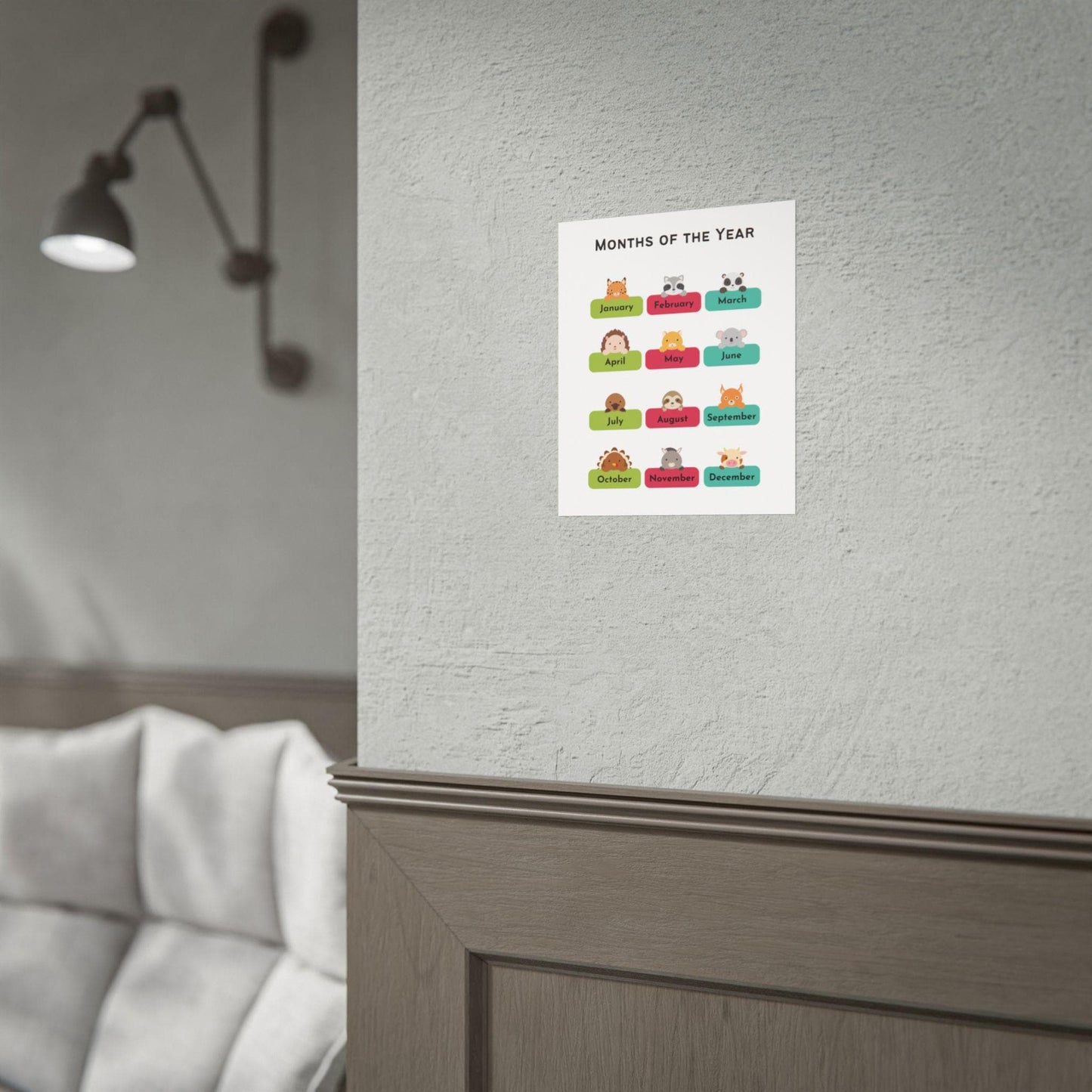 Months of the Year Animal Chart poster | Rolled Posters | Rolled Poster That Charts The Months of The Year