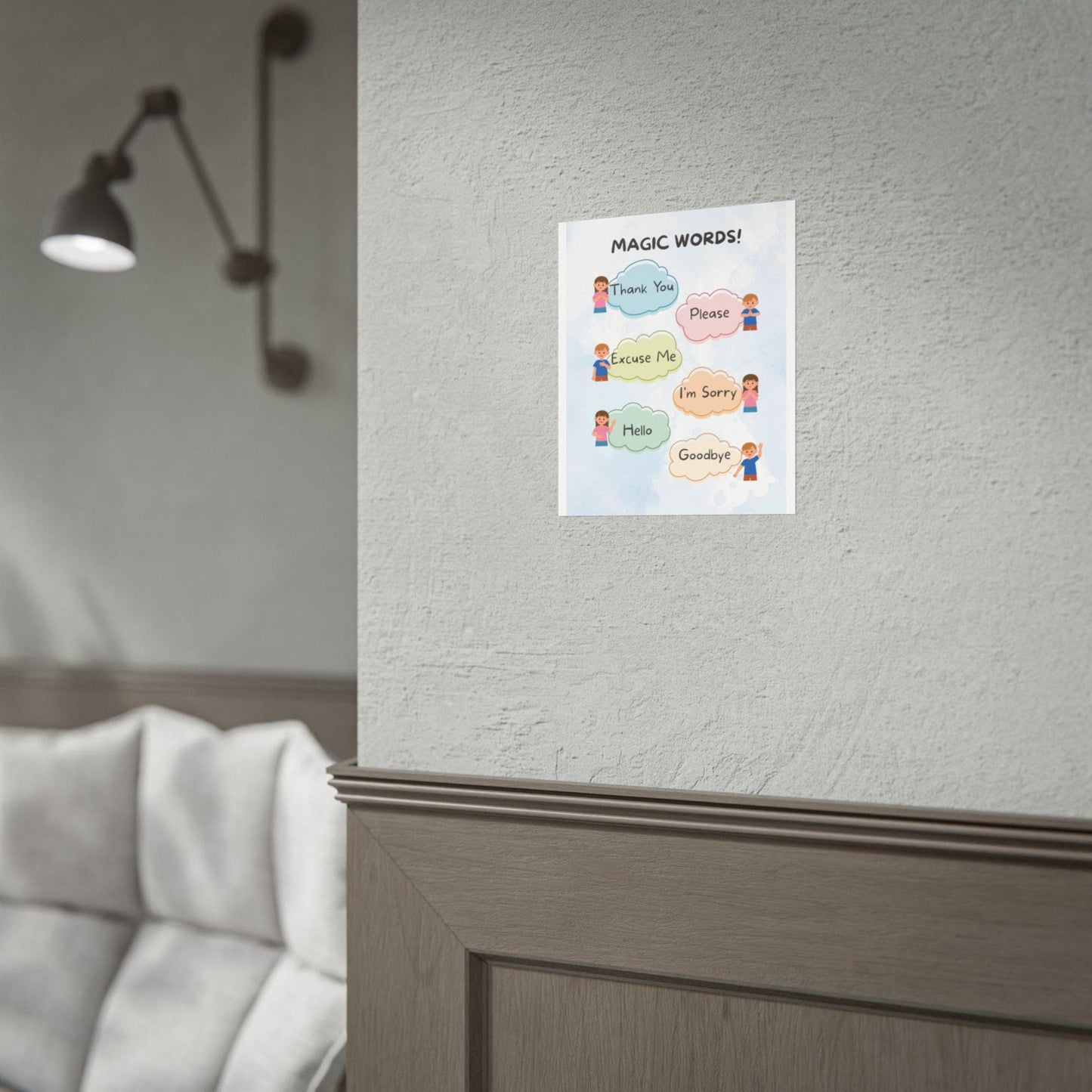 Magic Words poster Rolled Posters | Thank You Please Excuse Me I'm Sorry Hello Goodbye | Cheerful Rolled Poster That Teaches Magic Words
