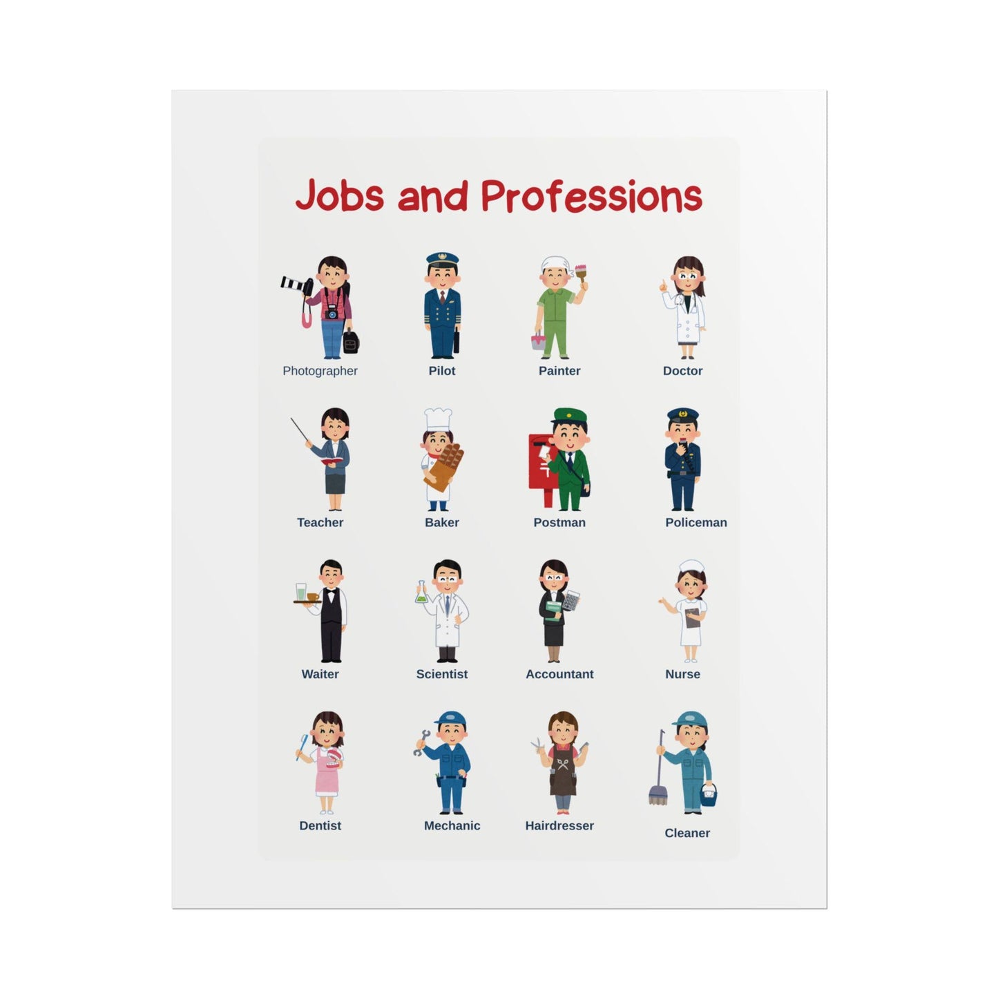 Jobs and Professions Rolled Poster | Educational Classroom Wall Art | Bright, Playful Rolled Posters That Celebrate Jobs And Professions
