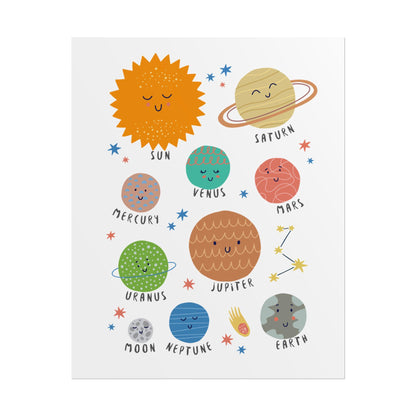 Cute Solar System Planets Rolled Poster | Space Nursery Wall Art | A Bright, Playful Space Poster That Brings A Little Solar-System