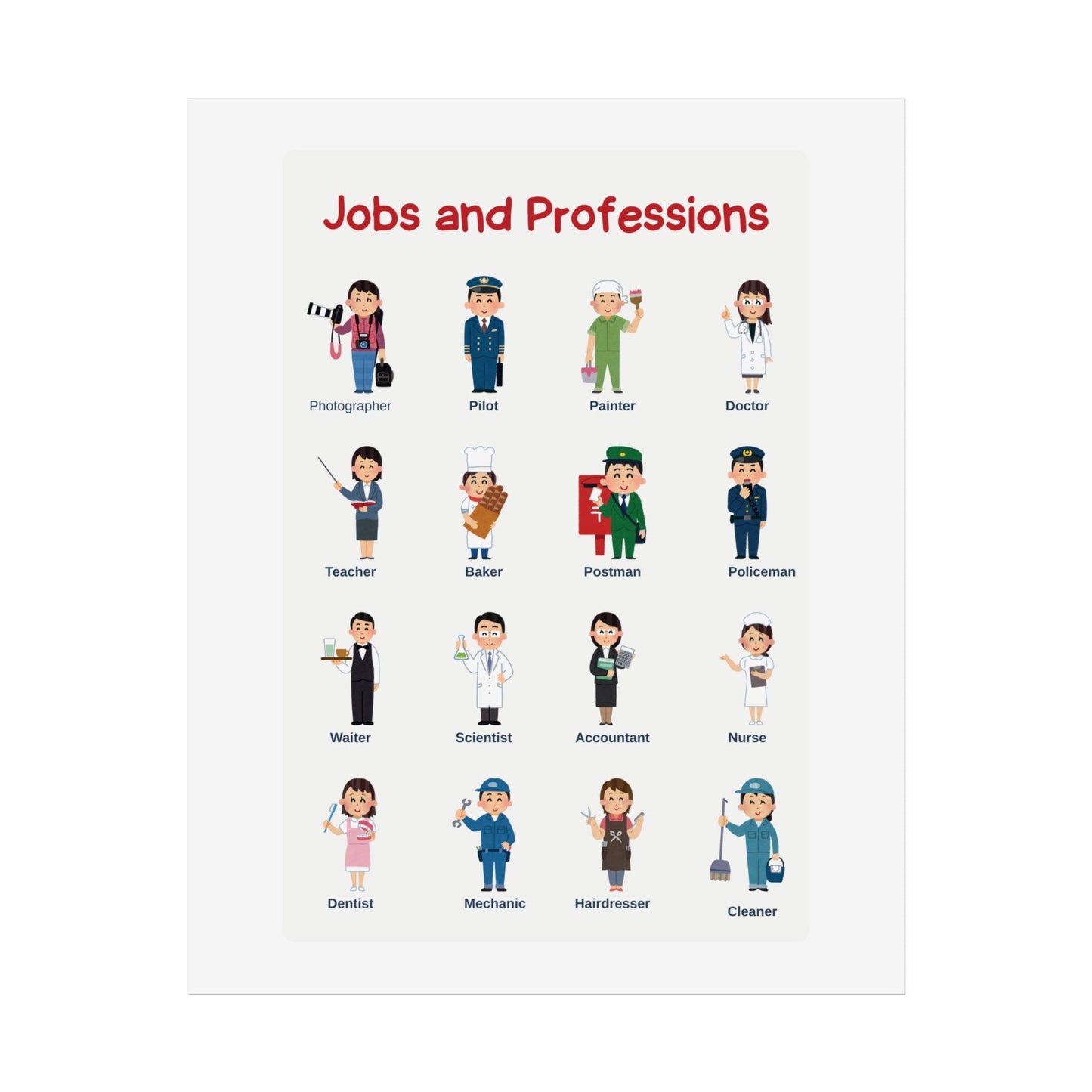 Jobs and Professions Rolled Poster | Educational Classroom Wall Art | Bright, Playful Rolled Posters That Celebrate Jobs And Professions