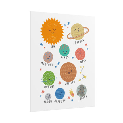 Cute Solar System Planets Rolled Poster | Space Nursery Wall Art | A Bright, Playful Space Poster That Brings A Little Solar-System