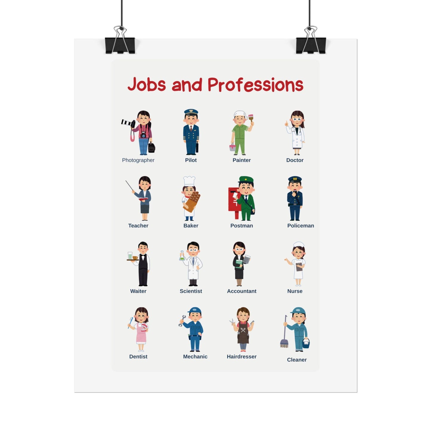 Jobs and Professions Rolled Poster | Educational Classroom Wall Art | Bright, Playful Rolled Posters That Celebrate Jobs And Professions