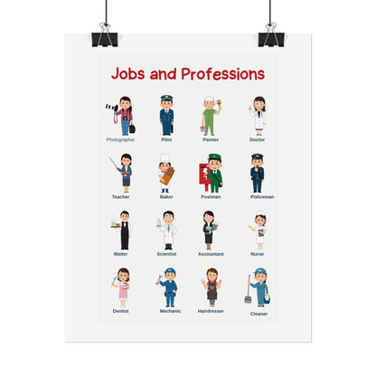 Jobs and Professions Rolled Poster | Educational Classroom Wall Art | Bright, Playful Rolled Posters That Celebrate Jobs And Professions