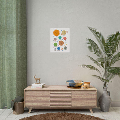 Cute Solar System Planets Rolled Poster | Space Nursery Wall Art | A Bright, Playful Space Poster That Brings A Little Solar-System