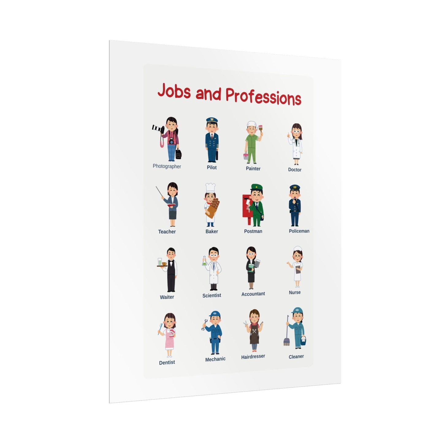 Jobs and Professions Rolled Poster | Educational Classroom Wall Art | Bright, Playful Rolled Posters That Celebrate Jobs And Professions