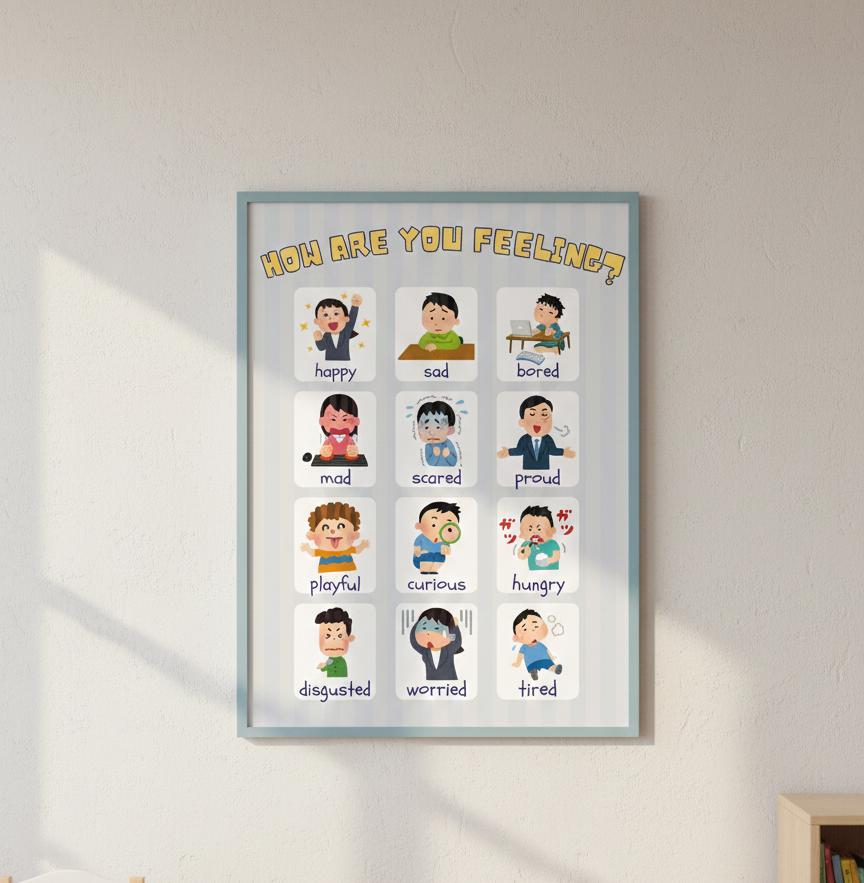 How Are You Feeling? Emotions Chart Rolled Poster | Kids Classroom Poster | Cheerful Grid of Expressive Characters Labeled With Emotions