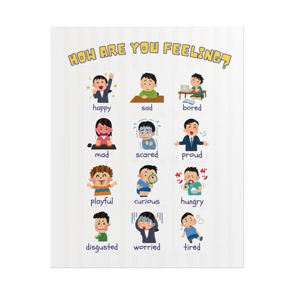 How Are You Feeling? Emotions Chart Rolled Poster | Kids Classroom Poster | Cheerful Grid of Expressive Characters Labeled With Emotions