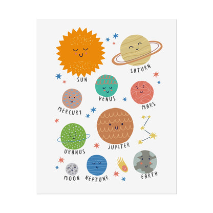 Cute Solar System Planets Rolled Poster | Space Nursery Wall Art | A Bright, Playful Space Poster That Brings A Little Solar-System